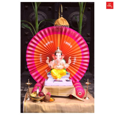 Paithani Fan Style Eco-Friendly DIY Ganpati Makhar