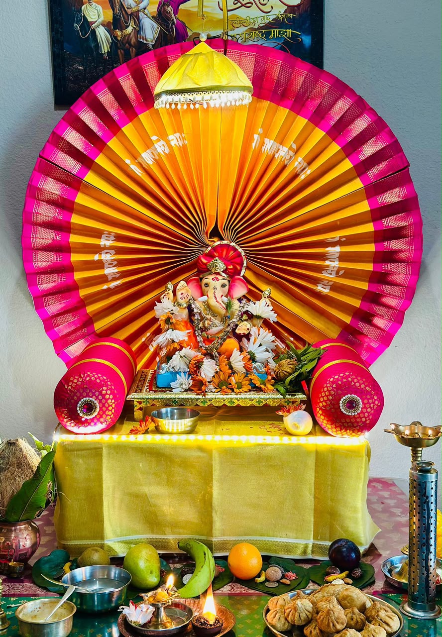 Paithani Fan Style Eco-Friendly DIY Ganpati Makhar