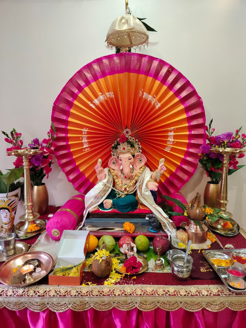 Paithani Fan Style Eco-Friendly DIY Ganpati Makhar